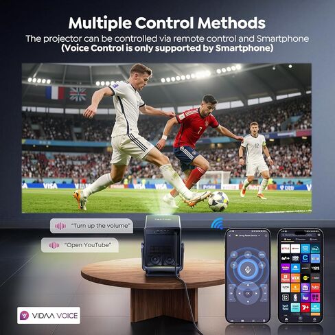 جهاز عرض ذكي 4K [VIDAA Live TV & 36W Dolby & Voice Control] مع WiFi6 وبلوتوث، جهاز عرض قصير المدى متوافق مع Netflix، التركيز التلقائي AI، HDR10، جهاز عرض المسرح المنزلي للأفلام الخارجية in Kuwait