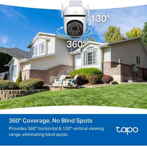 Tapo 3K 5MP Outdoor Pan/Tilt Security Wi-Fi Camera – 360° View, Free Person/Vehicle Detection, Starlight Color Night Vision, IP66, Sound and Light Alarm, Works w/Alexa and Google Home, VistaCam 360° in Kuwait