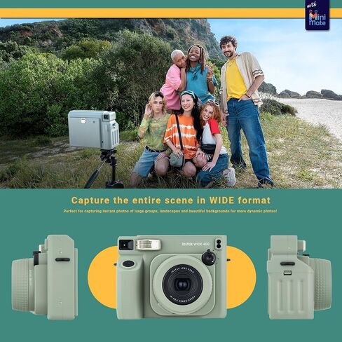 Fujifilm INSTAX Wide 400 Instant Camera - Sage Green with Creative Bonus Bundle of Fujifilm Wide Instant Film... (Camera + 2 Wide Twin Pack/CC1) in Kuwait