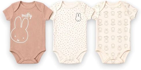Miffy Baby Boys' 3-Pack Short Sleeve Soft Cotton Blend Bodysuit Sets in Kuwait