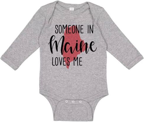 Someone in Maine Loves Me Long Sleeve Baby Infant Bodysuit in Kuwait