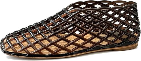 Jelly Mesh Flats Sandals for Women Clear Hollow Round Toe Slip On Ballet Flats Summer Lightweight Non-Slip Beach Jelly Shoes in Kuwait