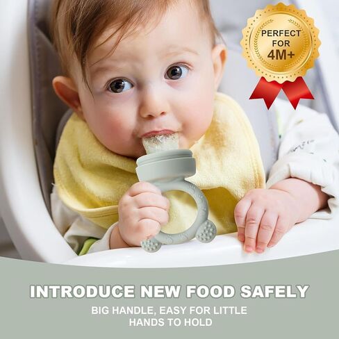 Silicone Replacement Pouch Pacifier for Baby Fruit Food Feeder Compatible with Haakaa/NatureBond/POIKSHARK/WeeSprout, Food Grade Silicone Feeder Sacs, Fruit Feeder Replacement Nipples(L-Size 3PCS) in Kuwait