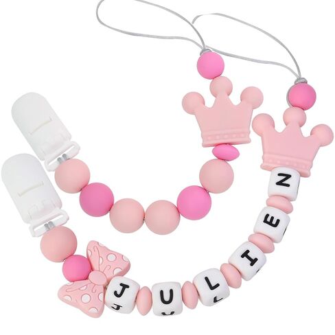 Personalized Pacifier Clip with Name, Customizable Pacifier Clip (2 Pack) (Mouse-Pink) in Saudi Arabia