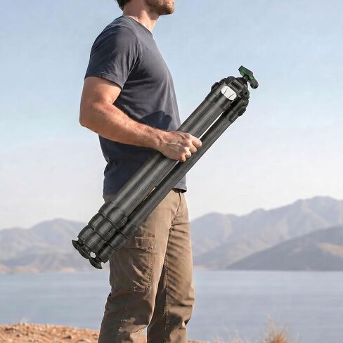 Carbon Fiber Djustable Shooting Tripod with Bubble Level,360 Degree BallHead,with Arca Swiss Quick Release Plateand Hands-Free Operation for Hunting,Shooting,and Outdoors in Kuwait