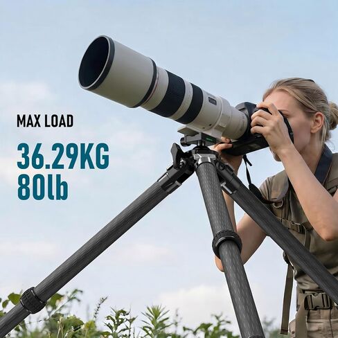 Carbon Fiber Djustable Shooting Tripod with Bubble Level,360 Degree BallHead,with Arca Swiss Quick Release Plateand Hands-Free Operation for Hunting,Shooting,and Outdoors in Kuwait