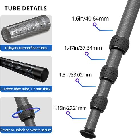 Carbon Fiber Djustable Shooting Tripod with Bubble Level,360 Degree BallHead,with Arca Swiss Quick Release Plateand Hands-Free Operation for Hunting,Shooting,and Outdoors in Kuwait
