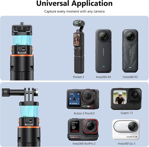 VRIG 64" Pocket 4/3 Selfie Stick Tripod for GoPro,Extendable Tripod Stand with Quick Release 1/4" Screw for Insta360 X5/X4,GoPro Hero 13 12 11,Mission 1 PRO,DJI OSMO Action 6/5Pro/4/3 in Kuwait