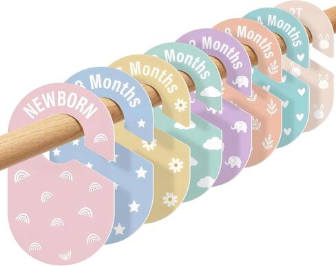COOLBEBE Baby Closet Dividers, 8 Pcs Double-Sided Nursery Clothes Organizer | for Newborn to 2T, Baby Clothes Size Hanger Organizer, Fit Most Rods, Neutral for Boy & Girl Nursery Decor, Rainbow in Kuwait