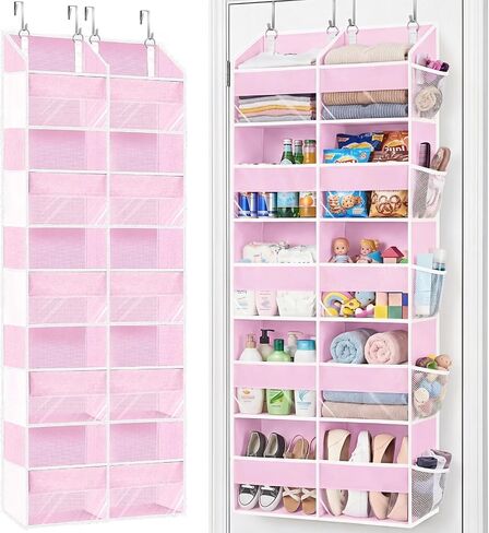 5-Tier Over Door Organizer, 10-Compartment Wide Storage Rack | 20" wide, 80 lbs for heavy family use, 10 side pockets, fits doors for closet, nursery, entryway, dorm, RV, laundry room in Kuwait