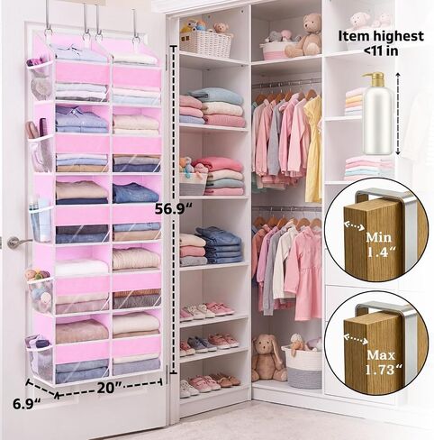 5-Tier Over Door Organizer, 10-Compartment Wide Storage Rack | 20" wide, 80 lbs for heavy family use, 10 side pockets, fits doors for closet, nursery, entryway, dorm, RV, laundry room in Kuwait