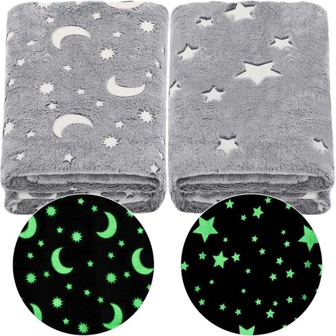2 Pcs Glow in the Dark Throw Blanket Christmas Birthday Gifts for Kids, Flannel Fleece Soft Warm Kid Throw Blanket for Boys Girls, 47 x 59 Inch in Kuwait