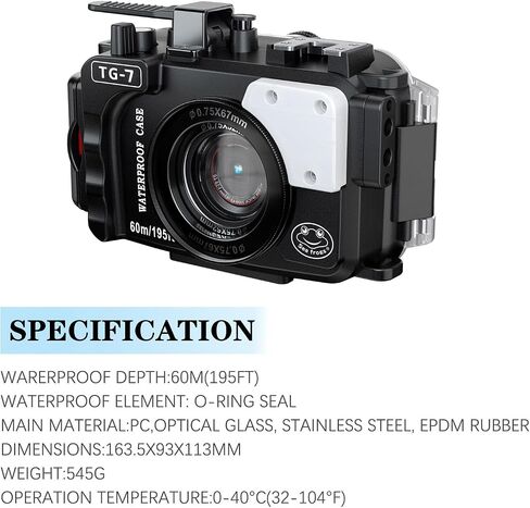 Seafrogs TG-7 Underwater Camera Housing Case + 67mm Dome Port Lens & Red Filter Bundle | 195ft/60m Waterproof Dive Kit for Olympus OM System Tough TG-7 in Kuwait
