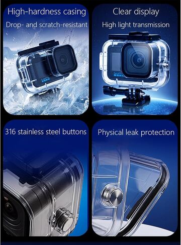 Waterproof Case Diving Housing Accessories for GoPro Mission 1 Pro | 60M Underwater Protective Case Housing Shell Protective Cover in Kuwait
