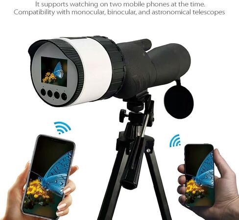 WiFi Telescope Camera Eyepiece, 2K 16MP HD Video Digital Eyepiece with 2000mAh Battery, 2 Inch Screen, App Control, Compatible with 36-73mm in Kuwait