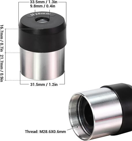 banapoy 1.25 Inch 20mm Telescope Eyepiece, Clear Image Metal Interface Aluminum Alloy with .6X0.6mm Thread for Astronomical Filters in Kuwait