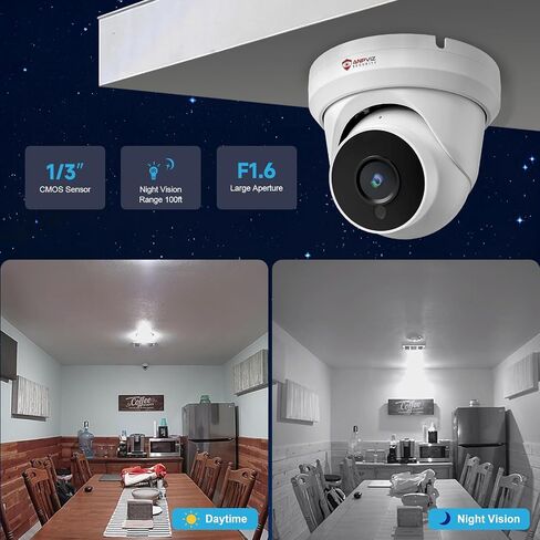 Anpviz 4MP PoE IP Turret Security Wired Camera Audio for Outdoor Indoor | Built in Mic, Night Vision 50ft, Waterproof IP66, 110° Wide Angle 2.8mm Lens, 24/7 Recording, IPC-D3240W-S (U Series) in Kuwait