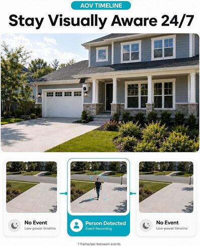 youkey S340 Solar Security Camera, 24/7 AOV Recording, 82ft Early Detection | 360° Pan/Tilt, 2.5K Color Night, AI Person/Vehicle Detection, Human Tracking, 10,000mAh, IP67, No Subscription, 2-way Audio in Kuwait