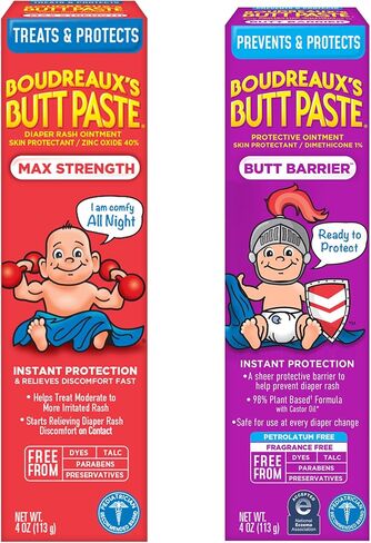 Boudreaux's Butt Paste 4oz Butt Barrier Ointment and 4oz Max. Strength Diaper Rash Ointment in Saudi Arabia