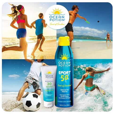 Ocean Potion Sport Mineral Sunscreen SPF 30, Zinc Oxide Broad Spectrum UVA/UVB Protection, Water & Sweat Resistant, Non-Greasy Body Sunscreen Lotion, Travel Size 3.4 oz in Kuwait