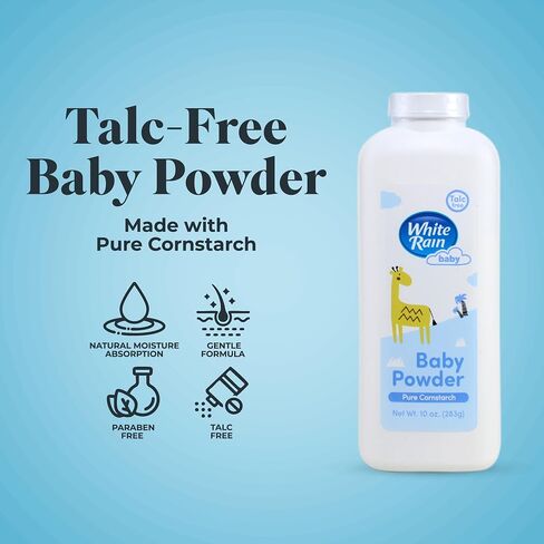 White Rain Pure Cornstarch Baby Powder Talc-Free, 10 oz, Pack of 3 - Natural Moisture Absorption with Vitamin E, Gentle Body Powder for Women, Babies & Sensitive Skin, Free of Parabens & BPA in Kuwait