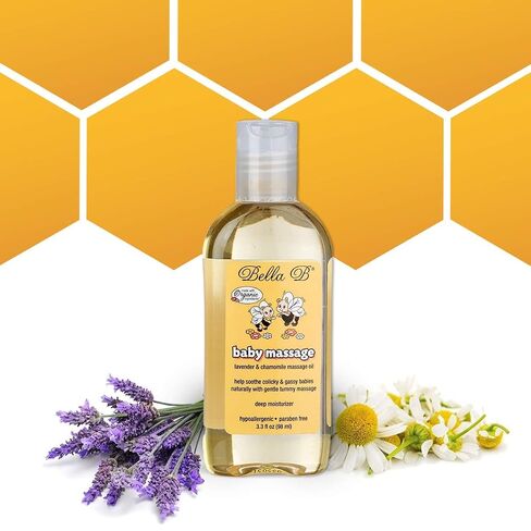 BELLA B Baby Massage Oil 3.3 oz - Baby Oil Organic - Infant Massage Oil Baby - Baby Massage Oil Organic - Organic Baby Oil Lavender - Lavender Baby Oil - Massage Oil Organic for Infants | Gentle Baby Oil for Newborns & Infants, Hypoallergenic, Paraben Fre in Kuwait