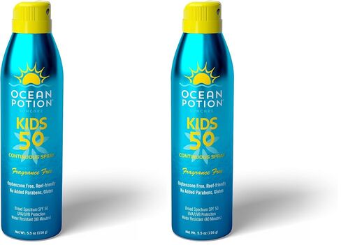 Ocean Potion Kids Sunscreen Spray SPF 50, Broad Spectrum UVA/UVB Sunscreen, Continuous Sunscreen Spray with Vitamin E & Aloe, Oxybenzone-Free, Fragrance-Free, Water-Resistant, 5.5 oz in Saudi Arabia