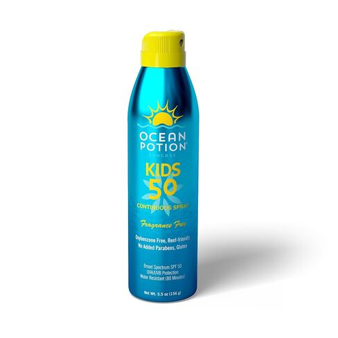 Ocean Potion Kids Sunscreen Spray SPF 50, Broad Spectrum UVA/UVB Sunscreen, Continuous Sunscreen Spray with Vitamin E & Aloe, Oxybenzone-Free, Fragrance-Free, Water-Resistant, 5.5 oz in Kuwait
