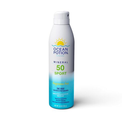 Ocean Potion Sport Mineral Sunscreen Spray SPF 50, Zinc Oxide Broad Spectrum UVA/UVB Protection, Lightweight Non-Greasy Water-Resistant Mineral Body Spray, 5.5 oz in Kuwait