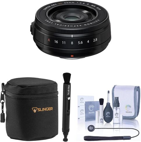 Fujifilm XF 23mm f/2.8 R WR Lens, Black, Bundle with Slinger Soft Case, Cleaning Kit, Lens Cap Tether in Kuwait