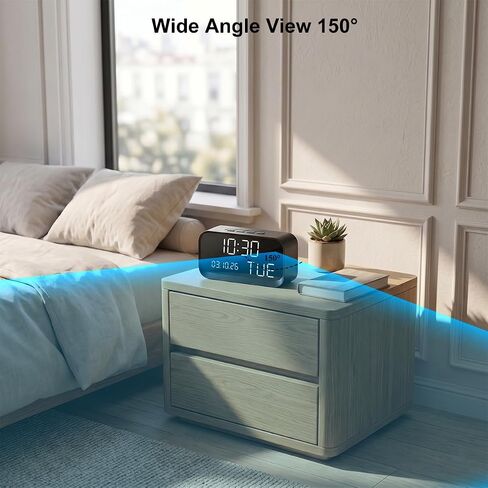 Clock Camera with 1080P HD Live, AI Human Motion Alerts, Night Vision, Dual-Band 2.4GHz/5GHz WiFi, Bluetooth Setup, Local & Cloud Storage, Smart Indoor Security Camera for Home, Office & Elder Care in Kuwait