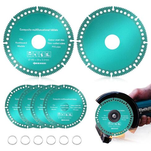 6 PCS 4 Inch Indestructible Disc for Grinder, 7/8" Arbor Angle Grinder Diamond Cutting Disc,Cut Everything in Seconds,Circular Saw Blades for Ceramic Tile Glass Metal Wood Cutting in Kuwait