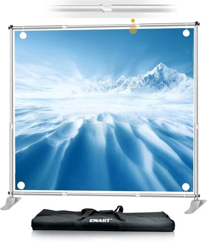 EMART Photo Backdrop Stand Heavy Duty 10x10ft Adjustable Banner Stand | Silver Background Stand Backdrop for Trade Shows Photo Booth Display Parties Exhibition Photography Business Event in Kuwait