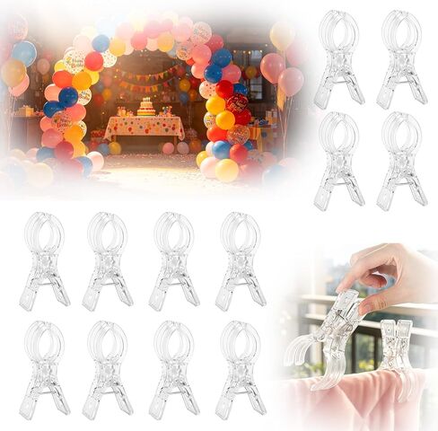 12 Pack Balloon Arch Clips – 3.5 Inch Clear Plastic Spring Clamps for Backdrop Stand,Heavy Duty Transparent Clips for Balloon Arch,Garland Hanging,Photography Studio,Party Wedding Birthday Decoration in Kuwait