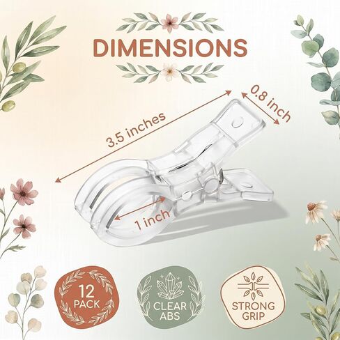 12 Pack Balloon Arch Clips – 3.5 Inch Clear Plastic Spring Clamps for Backdrop Stand,Heavy Duty Transparent Clips for Balloon Arch,Garland Hanging,Photography Studio,Party Wedding Birthday Decoration in Kuwait