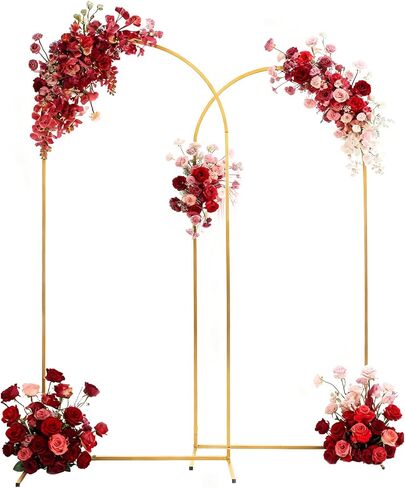 Arch Backdrop Stand - 2PCS (7.2ft, 6.6ft) Upgraded Metal Arch Backdrop Stand - Easy to Set up Gold Wedding Arch Frames- for Weddings, Birthday Parties, Baby Showers, Family Gatherings in Kuwait