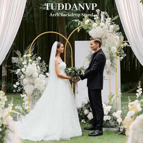 Arch Backdrop Stand - 2PCS (7.2ft, 6.6ft) Upgraded Metal Arch Backdrop Stand - Easy to Set up Gold Wedding Arch Frames- for Weddings, Birthday Parties, Baby Showers, Family Gatherings in Kuwait