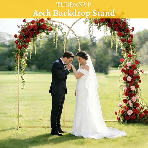 Arch Backdrop Stand - 2PCS (7.2ft, 6.6ft) Upgraded Metal Arch Backdrop Stand - Easy to Set up Gold Wedding Arch Frames- for Weddings, Birthday Parties, Baby Showers, Family Gatherings in Kuwait