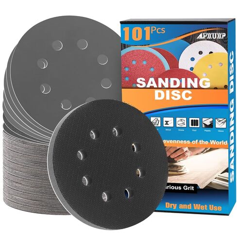 5 Inch Wet Dry Sanding Discs 8 Hole Round Hook and Loop Sandpaper with 1Pcs Interface Pad 1000 2000 3000 5000 7000 10000 Assortment Set Orbital Sander Sand Paper for Wood Automotive Metal-61Pcs in Kuwait