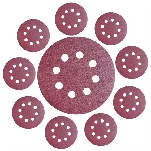 5 Inch 8 Hole Sanding Discs - 40 Grit Hook and Loop Abrasive Sandpaper Sanding Disc Round Sand Paper for Random Orbital Sander - 10Pcs in Kuwait