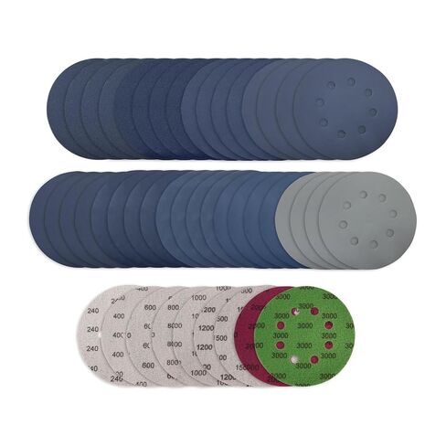 Viaky 36Pcs 125mm Sanding Discs, Wet Dry 5 Inch 8 Hole Hook and Loop 240 400 600 800 1000 1200 1500 2000 3000 Grit Round Sanding Pads, Orbital Sander Discs for Wood, Metal, Car, Furniture, Polishing in Kuwait