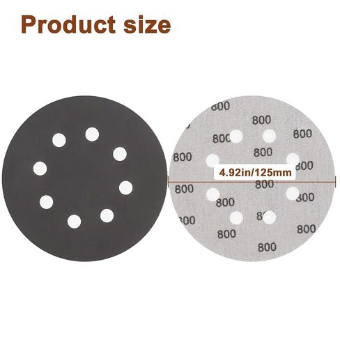 Viaky 36Pcs 125mm Sanding Discs, Wet Dry 5 Inch 8 Hole Hook and Loop 240 400 600 800 1000 1200 1500 2000 3000 Grit Round Sanding Pads, Orbital Sander Discs for Wood, Metal, Car, Furniture, Polishing in Kuwait