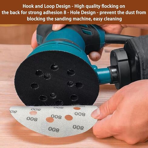 Viaky 36Pcs 125mm Sanding Discs, Wet Dry 5 Inch 8 Hole Hook and Loop 240 400 600 800 1000 1200 1500 2000 3000 Grit Round Sanding Pads, Orbital Sander Discs for Wood, Metal, Car, Furniture, Polishing in Kuwait
