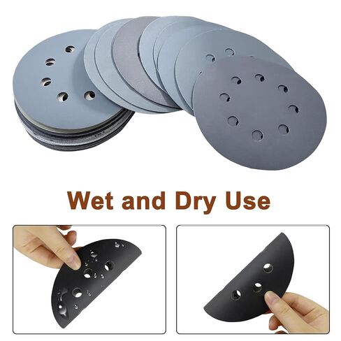 Viaky 36Pcs 125mm Sanding Discs, Wet Dry 5 Inch 8 Hole Hook and Loop 240 400 600 800 1000 1200 1500 2000 3000 Grit Round Sanding Pads, Orbital Sander Discs for Wood, Metal, Car, Furniture, Polishing in Kuwait