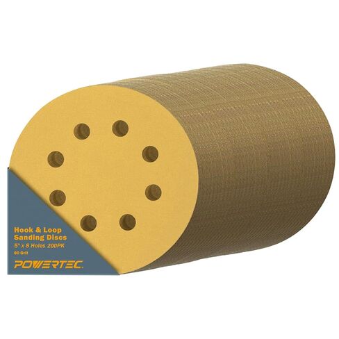 POWERTEC 5 Inch 8 Hole Sanding Discs - 80/100/120/150/220 Grits Sandpaper (20 Each, 100-Pack), Assorted 5"Hook and Loop Sanding Pads for Orbital Sander, DA Sander, Air Sander (44001XG-100) in Kuwait