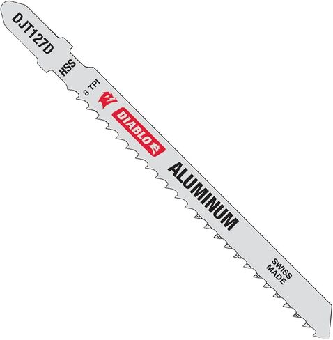 Diablo High Speed Steel T-Shank Jig Saw Blades with Optimized Tooth Design for Aluminum Cutting - 4" Length, 8 TPI, 5-Pack - DJT127D5 in Kuwait