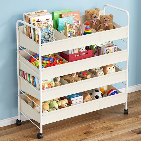 Stuffed Animal Storage Organizer with Wheels for Nursery Playroom | 53.5"x18.1"x13", holds 50+ plushies, sturdy metal frame, 4 casters with 2 brakes, wall anchor included, rounded corners in Kuwait