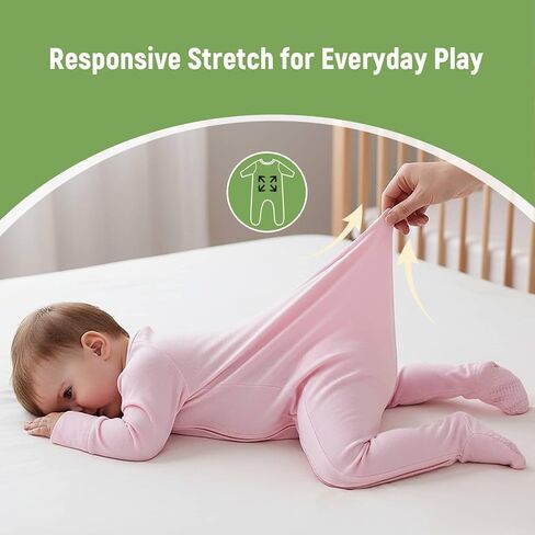 OPAWO Baby Girl Pajamas 3 Pack, Dubble Zipper Newborn Footie Pajamas with Mitten Cuffs, Infant Sleepers for Baby Boy Onsies(Flowers/Pink,12-18 Months) in Kuwait