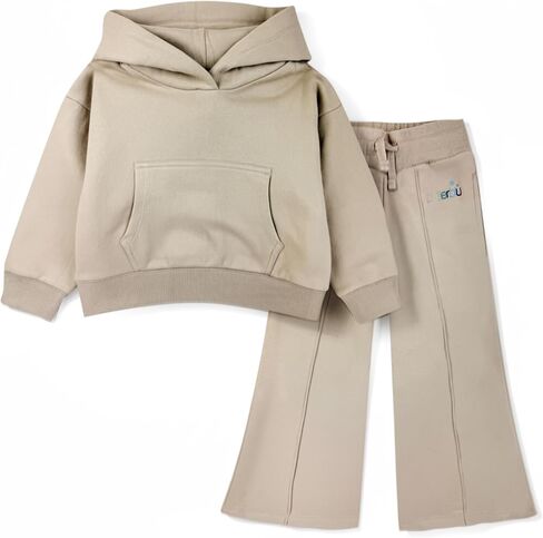 Butterblu Drew 2-Piece Hoodie & Wide Leg Pant Set for Girls | GOTS Certified Organic Cotton Hooded Sweatshirt and Pant Set for Baby and Toddler Boys, Girls, Unisex, Recycled Materials in Kuwait