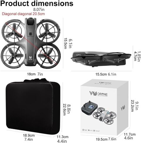 RC Drone with Screen Display Remote Control, Propeller Guard, Dual Camera, Speed Adjustment, Altitude Hold, One-Key Takeoff, 3D Flips, 2 Batteries, Helicopter Airplane, Hovering, Brushless Motor, APP Control, LED Lights, for Adult Beginners FPV Quadcopter in Kuwait